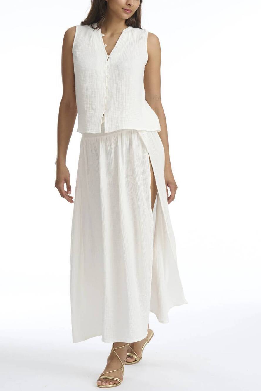 NEW SPLENDID women's ava gauze maxi skirt in white